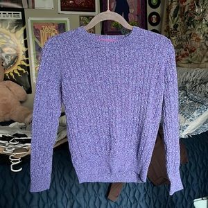 Kim Rogers purple cable knit sweater